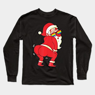 Gay Santa Claus LGBTQ Pride Flag Christmas Long Sleeve T-Shirt